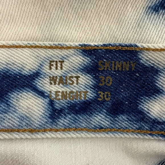 Palm Angels Jeans Tie & Dye Skinny Fit 30/30 Destroyed Blue White Button Fly - Picture 11 of 16